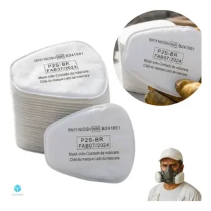 Kit 10 pré filtro 5n11 para máscara respirador epi proteção facial reposição filtros branco