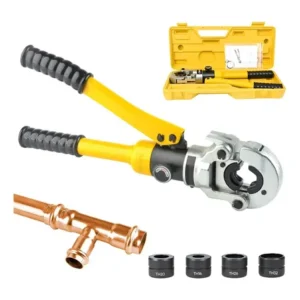 Alicate hidráulico para tubos pex de 16/20/26/32mm, multicamadas com 4 matrizes+nf amarelo