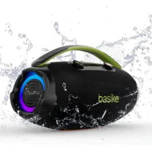 Caixa de som basike ba-rad207 80w bluetooth 5.3, ajuste graves / agudos botão, 5.3 luzes rgb, com bass boost... 127/220v verde/preto