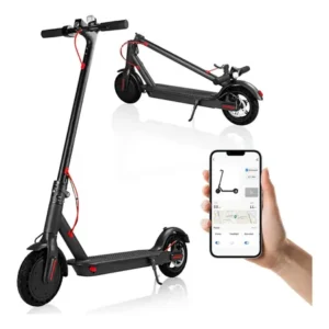 Patinete elétrico 350w com amortecedor e app gps bateria recarregável dobrável super autonomia para adultos até 150kg preto