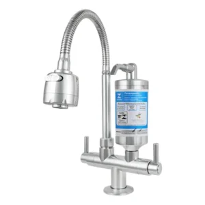 Torneira gourmet com filtro bancada bica abs flexível inox móvel cromada para cozinha tipo mesa balcão pia água filtrada limpa filtragem carvão ativado 1/4 de volta chuveirinho dois modos jato