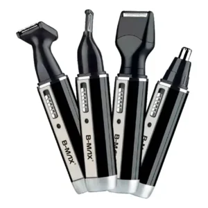 Aparador de pelos 4 em 1 kit limpeza masculino cor preto