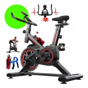 Bicicleta ergométrica spinning profissional fitness academia sport 120 kgs preto premium bike para cardio e musculação com base + brinde squeezebar