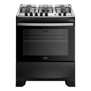 Fogão 5 bocas dako supreme mesa de inox e timer bivolt preto