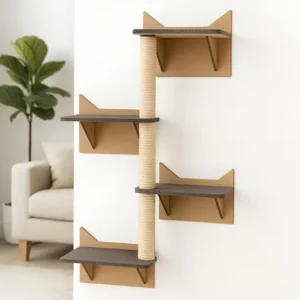 Arranhador de parede para gato plataformas poste sisal prateleiras escalador e gatos vertical 4 níveis boxfan