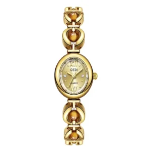 Relógio feminino elegante, verde, rosa, ouro, quartzo ajustá correia dourado bisel fundo marrón perlado