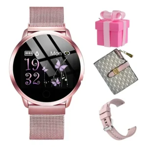 Smartwatch feminino 2025 series 10 pro max 45mm - caixa rosa pulseira rose mesh