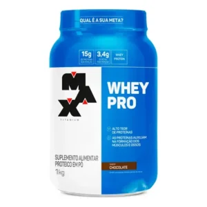 Whey protein 1kg pro max titanium sabor chocolate bcaa e aminoácidos