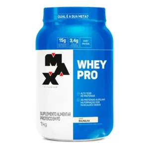 Whey protein 1kg pro max titanium sabor baunilha bcaa e aminoácidos