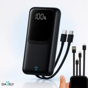 Power bank 20.000mah 22.5w carga rápida com display digital carregador portátil premium compatível todos os celulares iphone android ios apple xiaomi lg samsung motorola -marca davely