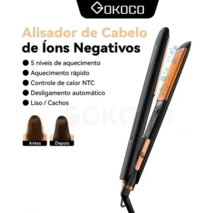 Prancha de cabelo profissional iônica portátil para cachos com regulador temperatura bivolt