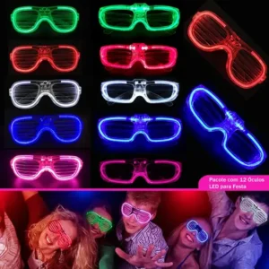 12 óculos led neon pisca festas balada formatura aniversario 3 modos de piscar kit colorido festa casamento 12pcs brilho ideal