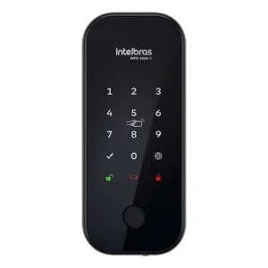 Intelbras mfr 2020 v fechadura inteligente sobrepor acesso biométrico senha 100 tags app controle remoto cor preta