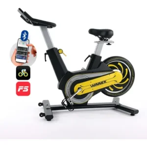 Bicicleta spinning winnek spark magnética, com roda de 8kg e conexão bluetooth