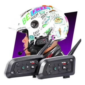 Par intercomunicador v6 plus capacete comunicador sem fio bluetooth moto fone de ouvido para kit conversar garupa