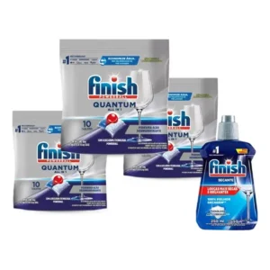 Kit finish lava louças quantum 30 tabletes + brilho secante