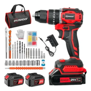Parafusadeira furadeira de impacto sem fio 2 baterias 21v vermelho 127/220v 60