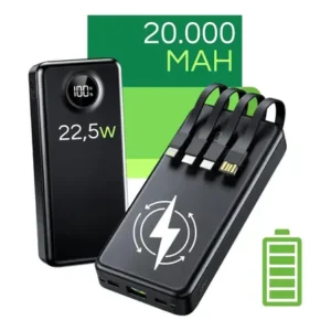 Carregador portátil davely power bank 20000mah turbo para samsung, iphone e xiaomi preto