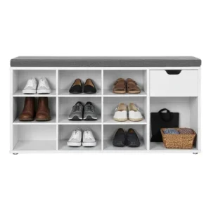 Banco organizador de sapatos com almofada cor branco