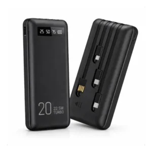Power bank 20000mah carregador portátil turbo rápido 22.5w display digital preto