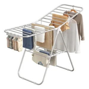 Songmics varal de roupas, secador interno 55x148x100cm cor prateado
