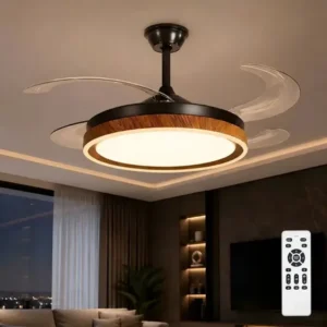 Ventilador de teto led retrátil tieesa, com controle remoto e 6 velocidades, para sala quarto