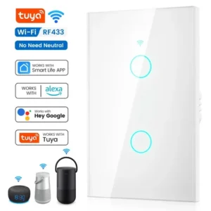 Forestory interruptor inteligente dimmer wifi 2 botão touch alexa tuya smart life google home aligenie yandex alice automação compatível 2.4ghz rf433 bluetooth 100-240v 10a
