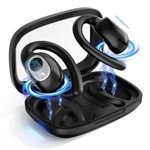 Forestory fone de ouvido bluetooth 5.4 ows tws sem fio x5 open ear esportivo com gancho display led hd microfone grave potente para academia corrida compatível iphone samsung xiaomi motorola android