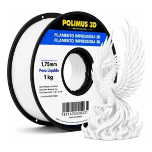 Filamento de impressora 3d petg 1.75mm 1kg cor branco brilho premium polimus