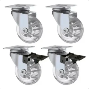 Kit 4 rodinhas para moveis rodízio roda 50mm silicone reforçada giratória com trava 2 polegadas placa e freio gel