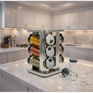 Porta condimentos giratório inox 12pote de vidro