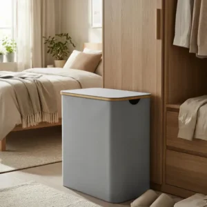 Songmics cesto de roupa com tampa, 150 l, 3 seções, dobrável cinza pomba