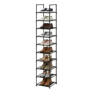 Estante para sapatos de 10 níveis, organizador preto