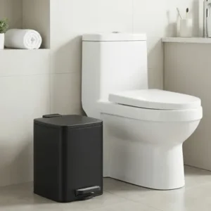 Lixeira com fechamento suave, aço inoxidável, 6 l, preto