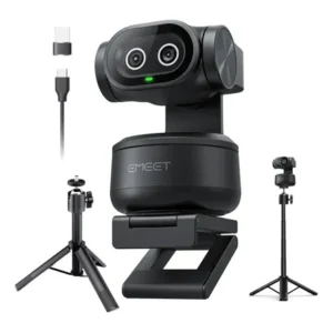 Emeet pixy 4k 30fps ai tracking autofoco dual webcam 300° ptz 1080p 60fps camera para pc com tripé microfone preto
