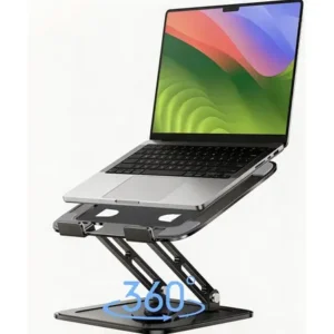 Suporte de mesa metal para notebook eletro mex gira 360° ergonômico laptop mesa, dobrável e portátil computador, compatível com macbook pro air (10-16") preto