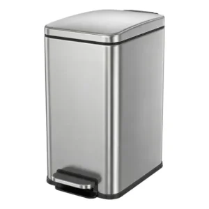 Lixeira de pedal estreita, aço com tampa, 5 l, prata prateado