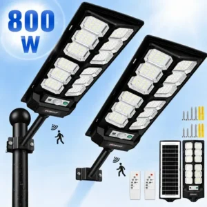 Kit 2 luminaria poste solar com sensor externa 800w 127/220v preto