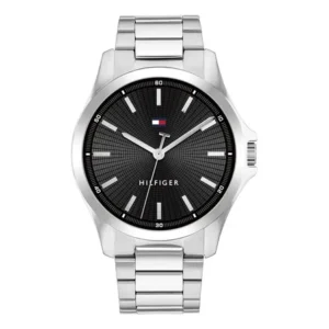 Relógio tommy hilfiger masculino aço prateado 1710671 preto