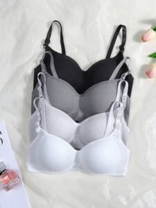 4pcs/pack girls ribbed underwear comfortable minimalist bra, suitable for 13-16 years old (recommend buying one size larger)4pcs/pack larger)