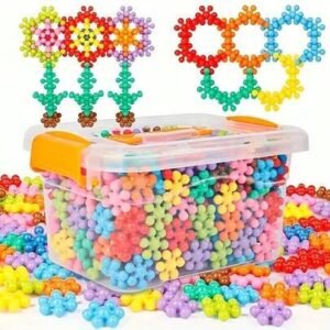 60/100/200pcs plum blossom 3d snowflake diy interlocking puzzle building blocks set - educational plastic assembly toys for easter, christmas, and giving,puzzle,kids toys60/100/200pcs