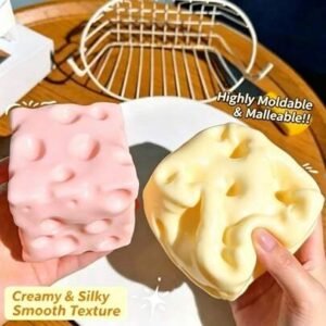 1pc pink and yellow coconut oil cheese powder tpr slow rebound toy, milk scent, suitable for holiday gifts, fun cute birthday easter halloween christmas party squid, squid stress dumpling adult toy1pc toy