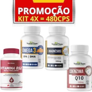 Kit completo: b12 + ômega 3 coenzima q10 5 magnésio - total 480 cps