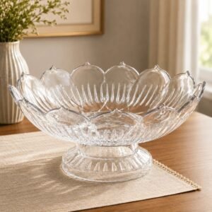 Fruteira transparente grande decorativa para frutas mesa posta centro de