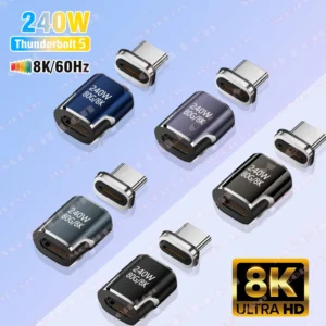 240w usb4.0 80gbps thunderbolt5 magnético tipo-c otg usb c para usb-c cabo conversor de carga rápida 8k @ 60hz adaptador tipo