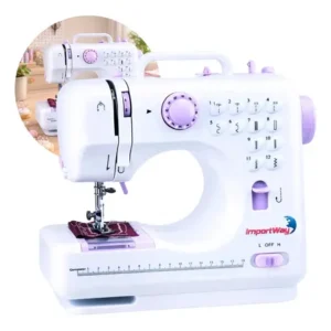 Máquina de costura reta importway 12 pontos doméstica iwmc-505 portátil branco
