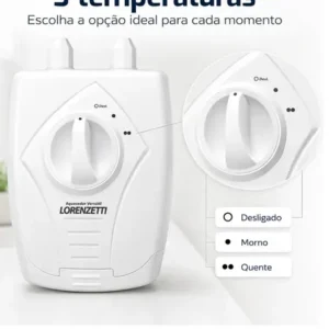 Aquecedor elétrico de água lorenzetti versátil 3 temperaturas branco 5500w