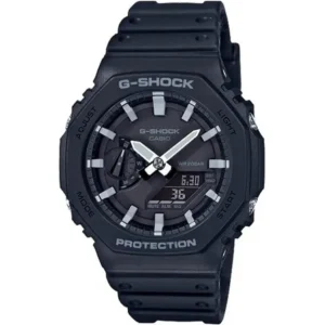 Relógio casio g-shock ga-2100-1adr carbon core guard cor da correia preto do bisel preto/cinza fundo