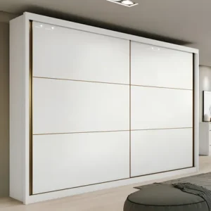 Guarda-roupa casal mdf 2 portas corrediças branco 6 gavetas móveis lopas
