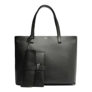 Bolsa arezzo shopping tamanho grande lisa com carteira cor preto
